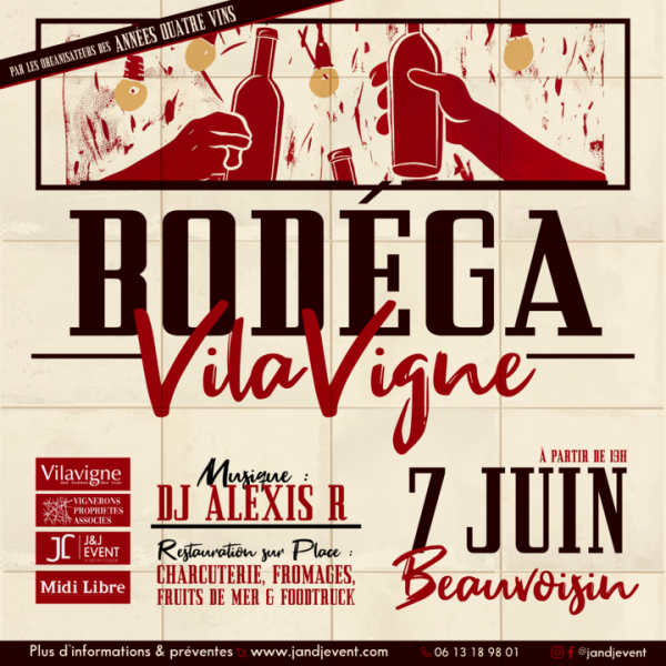 La soirée "Bodega Vilavigne" à Beauvoisin. Un verre de vin, une ambiance guinguette pour déguster du vin chez J&J event